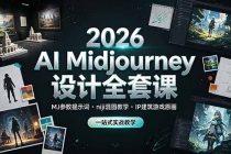 2026 AI Midjourney设计全套课，MJ参数提示词niji混图教学，IP建筑游戏原画一站式实战教学
