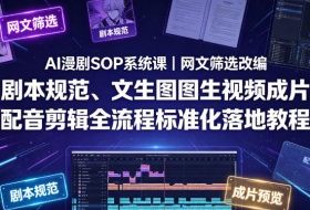 AI漫剧SOP系统课｜网文筛选改编、剧本规范、文生图图生视频成片、配音剪辑全流程标准化落地教程