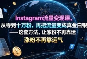 Instagram流量变现课，从零到十万粉，再把流量变成真金白银——这套方法，让涨粉不再靠运气【原创双语字幕】