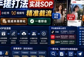 截流手搓打法实战SOP，抖音小红书视频号精准截流，快速获客，低成本高转化，一看即会