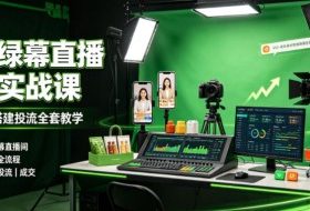 某社群抖音绿幕直播带货实战课，起号选品搭建投流全套教学，低成本搭建绿幕直播间