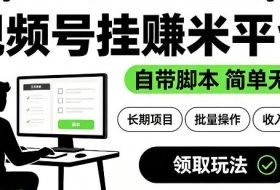 最新视频号挂G賺米平台，自带脚本，长期能做，简单无脑【揭秘】