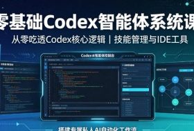 零基础Codex智能体系统课｜从零吃透Codex核心逻辑、技能管理与IDE工具，搭建专属私人AI自动化工作流
