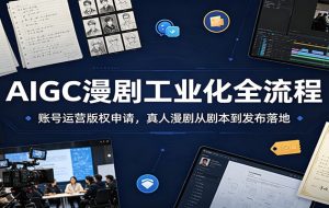 AIGC漫剧工业化全流程：账号运营版权申请，真人漫剧从剧本到发布落地
