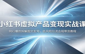 小红书虚拟产品变现实战课：同行爆款拆解图文起号，低风险引流合规带货教程