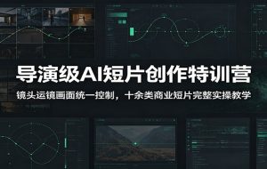 导演级AI短片创作特训营：镜头运镜画面统一控制，十余类商业短片完整实操教学（更新）