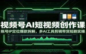 视频号AI短视频创作课：账号IP定位爆款拆解，多AI工具剪辑带货短剧实操