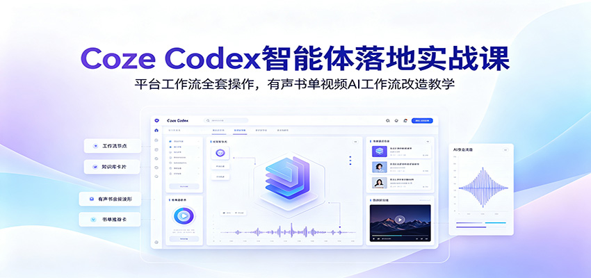 Coze Codex智能体落地实战课:平台工作流全套操作,有声书单视频AI工作流改造教学 Coze Codex智能体落地实战课:平台工作流全套操作,有声书单视频AI工作流改造教学
