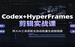 Codex+HyperFrames剪辑实战课：两大AI工具搭配全自动批量生成短视频
