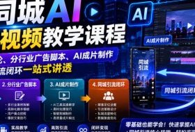 同城AI广告视频教学课程,从基础理论、分行业广告脚本、AI成片制作到同城引流闭环一站式讲透