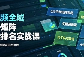 短视频全域钩子矩阵搜索排名实战课｜6大平台矩阵布局、关键词堆量抢占搜索流量、钩子私域导流、AI批量内容生成