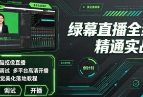 绿幕直播全维度精通实战课｜零基础电脑抠像直播、OBS高阶调试、多平台高清开播、直播间视觉美化落地教程