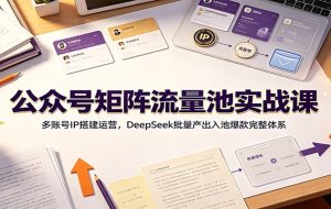 公众号矩阵流量池实战课:多账号IP搭建运营,DeepSeek批量产出入池爆款完整体系