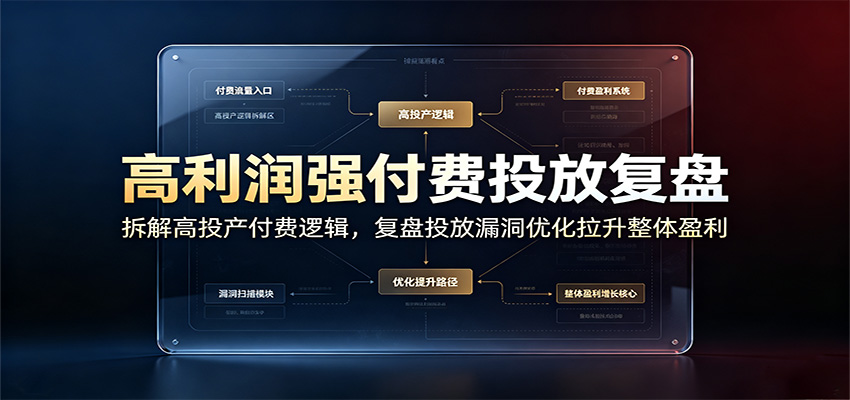高利润强付费投放复盘:拆解高投产付费逻辑,复盘投放漏洞优化拉升整体盈利 高利润强付费投放复盘:拆解高投产付费逻辑,复盘投放漏洞优化拉升整体盈利