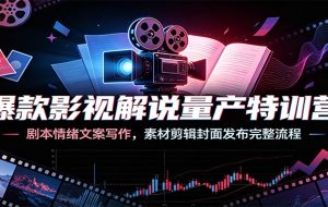爆款影视解说量产特训营:剧本情绪文案写作,素材剪辑封面发布完整流程