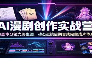AI漫剧创作实战营:AI剧本分镜光影生图,动态运镜后期合成完整成片体系