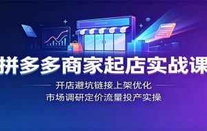 拼多多商家起店实战课:开店避坑链接上架优化,市场调研定价流量投产实操
