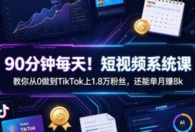 90分钟每天!短视频系统课教你从0做到TikTok上1.8万粉丝,还能单月賺8k【原创双语字幕】