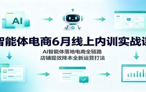 智能体电商6月线上内训实战课:AI智能体落地电商全链路,店铺提效降本全新运营打法