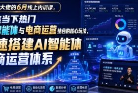 某大佬的6月线上内训课，聚焦当下热门AI智能体与电商运营结合的核心玩法，快速搭建AI智能体电商运营体系