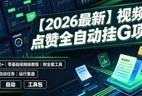 【2026最新】视频号点赞全自动挂G项目，双号日入700+，零基础保姆级教程（附全套工具）【揭秘】