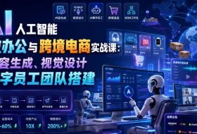 AI人工智能高效办公与跨境电商实战课：从内容生成、视觉设计到数字员工团队搭建