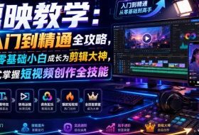 剪映教学：从入门到精通全攻略，带你从零基础小白成长为剪辑大神，一站式掌握短视频创作全技能