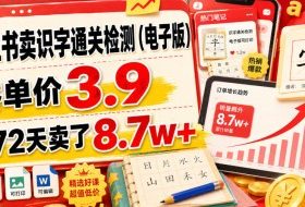 小红书卖识字通关检测（电子版），客单价3.9，372天卖了8.7w+