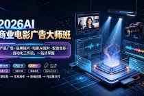 2026AI商业电影广告大师班：产品广告·品牌短片·电影AI短片·配音音乐·自动化工作流，一站式掌握