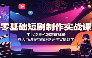 零基础短剧制作实战课：平台流量机制深度解析，真人与动漫插画短剧完整实操教学