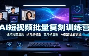 AI短视频批量复刻训练营：视频完整复刻，换背景模型、首尾帧复制、AI配音全套实操
