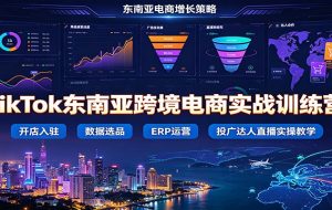 TikTok东南亚跨境电商实战训练营：开店入驻数据选品ERP运营，投广达人直播实操教学