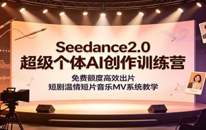 Seedance2.0超级个体AI创作训练营：免费额度高效出片，短剧温情短片音乐MV系统教学