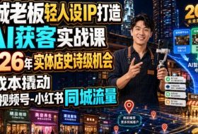 同城老板轻人设IP打造+AI获客实战课，2026年实体店史诗级机会，低成本撬动抖音-视频号-小红书同城流量