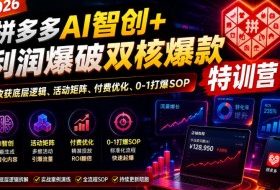 2026拼多多AI智创+利润爆破双核爆款特训营，收获底层逻辑、活动矩阵、付费优化、0-1打爆SOP