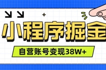 微信小程序掘金,团队自营小程序累计变现38W+,稳定运营三年,一部手机即可操作