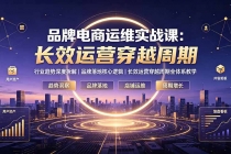 品牌电商运维实战课:行业趋势深度拆解|品牌落地核心逻辑|长效运营穿越周期全体系教学
