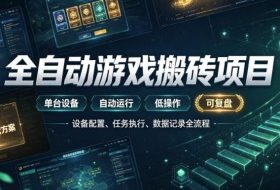 实现全自动游戏搬砖躺賺，每日稳定收益千元，近几年最稳，一台设备就能做！【揭秘】