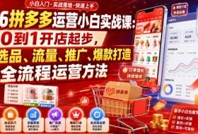 2026拼多多运营小白实战课:从0到1开店起步,掌握选品、流量、推广、爆款打造全流程运营方法