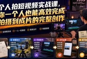 一个人拍短视频实战课，让你一个人也能高效完成从拍摄到成片的完整创作