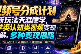 视频号分成计划新玩法天涯隐学,玄学类认知类视频变现讲解,多种变现思路