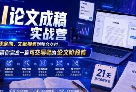 AI论文成稿实战营,从选题定向、文献提纲到整合交付,21天带你完成一篇可交导师的论文阶段稿
