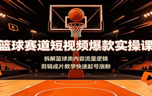 篮球赛道短视频爆款实操课：拆解篮球类内容流量逻辑，剪辑成片教学快速起号涨粉