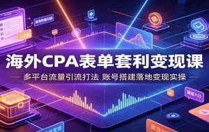 海外CPA表单套利变现课:多平台流量引流打法,账号搭建落地变现实操