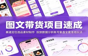 图文带货项目速成:赛道定位选品素材制作,投放数据分析账号复盘全套落地玩法