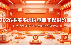 2026拼多多虚拟电商实操进阶课：开店选品风控，插件自动化发货运营