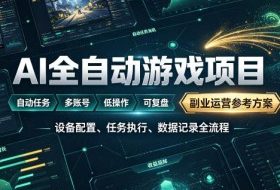 AI全自动游戏躺賺副业：日入几百，稳定运行三年的项目！【揭秘】
