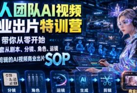 一人团队AI视频商业出片实战课：带你从零开始跑通一套从剧本、分镜、角色、运镜、生成到剪辑的AI视频商业出片SOP