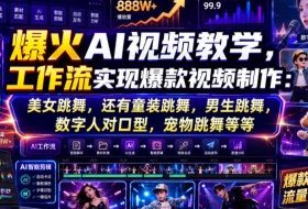 爆火AI视频教学，工作流实现爆款视频制作：美女跳舞，还有童装跳舞，男生跳舞，数字人对口型，宠物跳舞等等