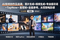 AI视频创作实战课:图片生成+视频生成+专业提示词+TapNow×首尾帧+全能参考,从零到电影感成片